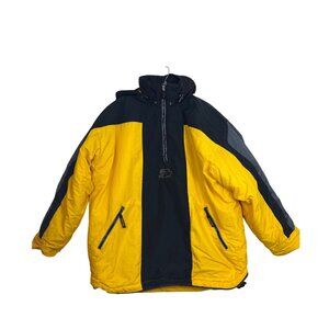 Vintage 90's Starter Winter Jacket Coat Men's XL Yellow Black Half Zip Pullover